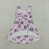 GSD1853 baby Girls pink black bow Dress