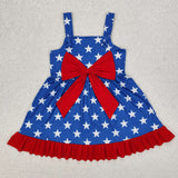 GSD1854 baby Girls July Fourth sleeveless star red bow Dress