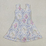 GSD1864 baby Girls blue floral sleeveless yoga Dress
