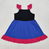 GSD1880 baby Girls purple flying black blue sleeve Dress