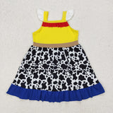 GSD1881 baby Girls flying sleeve yellow Dress