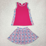 GSD1926 girls rose sleeveless skirt outfits milk silk