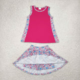 GSD1926 girls rose sleeveless skirt outfits milk silk