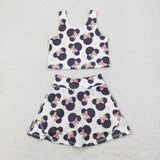 GSD1934 baby girls sleeveless black mouse dress outfits