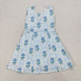 GSD1944  summer blue folral yoga dress