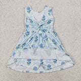 GSD1944  summer blue folral yoga dress