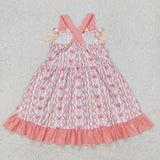 GSD1950 girls bow pink orange Dress