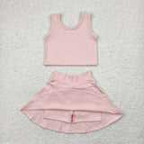 GSD1977 baby girls pink sleeveless dress outfits Yoga