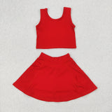 GSD1979 baby girls red sleeveless dress outfits Yoga