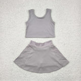 GSD1983 baby girls gray sleeveless dress outfits Yoga