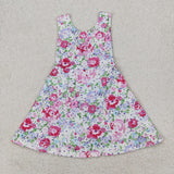 GSD1991 baby girls purple flower sleeveless dress Yoga