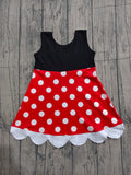 Pre-order GSD2037 Girls princess sleeveless scalloped dot dress