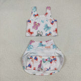 GSD2046 baby girls sleeveless colorful bow skirt outfits Yoga