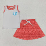 GSD2073 girls red sleeveless skirt outfits milk silk