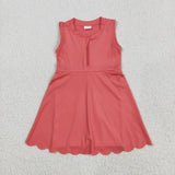 GSD2091 baby girls sleeveless deep pink zipper dress Yoga