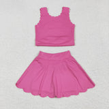 GSD2092 baby girls sleeveless pink purple skirt outfits Yoga