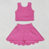 GSD2092 baby girls sleeveless pink purple skirt outfits Yoga