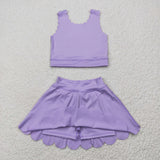 GSD2095 baby girls sleeveless purple skirt outfits Yoga