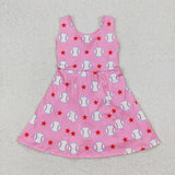 GSD2135 girls pink sleeveless baseball Dress yoga