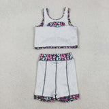 GSD2176 girls colorful leopard skirt outfits yoga