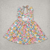 GSD2207 girls flying sleeve flower yellow Dress