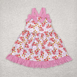 GSD2213 girls pink Strawberry Princess bow Dress