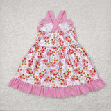 GSD2213 girls pink Strawberry Princess bow Dress