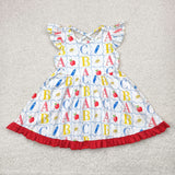 GSD2258 girls Back To School  flying sleeve letter pencil Dress