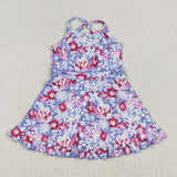 GSD2285  girls sleeveless Spring floral Dress yoga