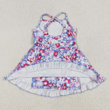 GSD2285  girls sleeveless Spring floral Dress yoga