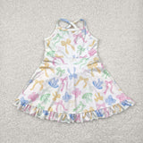 GSD2289 girls sleeveless Colorful bow  Dress yoga