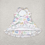 GSD2289 girls sleeveless Colorful bow  Dress yoga