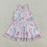 GSD2295 girls sleeveless colorful  bow Dress yoga