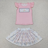 GSD2298  baby girls flying sleeve flower pink bow shorts outfits