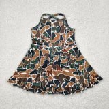 GSD2309 girls sleeveless black camo Dress yoga