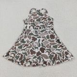 GSD2311 girls sleeveless green camo Dress yoga