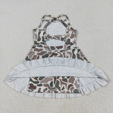 GSD2311 girls sleeveless green camo Dress yoga