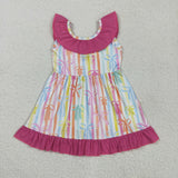 GSD2322 girls pink sleeveless bow stripe Dress