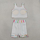 GSD2348 girls sleeveless colorful stripe outfits yoga