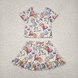 GSD2358 girls short sleeve princess skirt outfits
