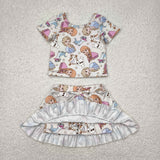 GSD2358 girls short sleeve princess skirt outfits