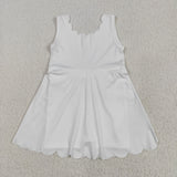 GSD2370 girls white sleeveless Dress yoga
