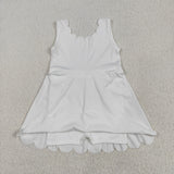 GSD2370 girls white sleeveless Dress yoga