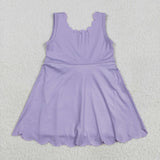 GSD2372 girls purple sleeveless Dress yoga
