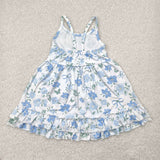 GSD2377 girls blue sleeveless flower floral Dress