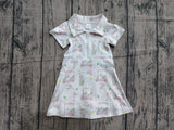 SAMPLE GSD2410 girls short sleeve zipper golf car Dress yoga