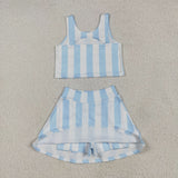GSD2433 Sleeveless stripe top skirt girls summer clothes