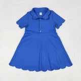 GSD2475 girls blue purple short sleeve floral Dress yoga