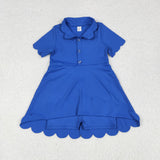GSD2475 girls blue purple short sleeve floral Dress yoga
