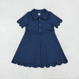 GSD2487 girls navy short sleeve floral Dress yoga